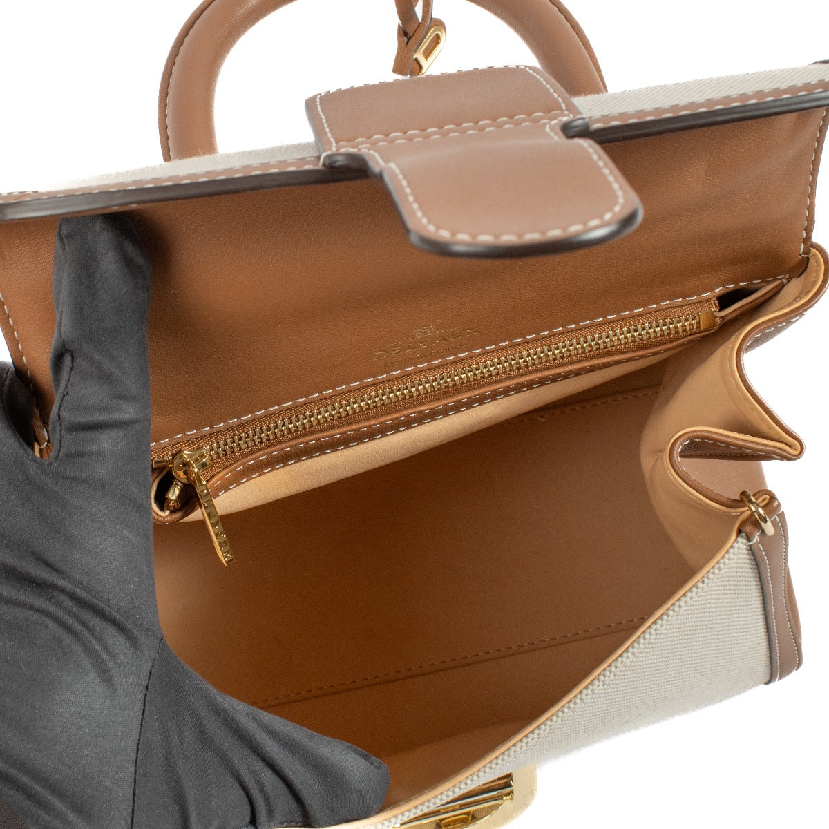 Delvaux Natural/Tan Canvas/Calfskin Brillant PM