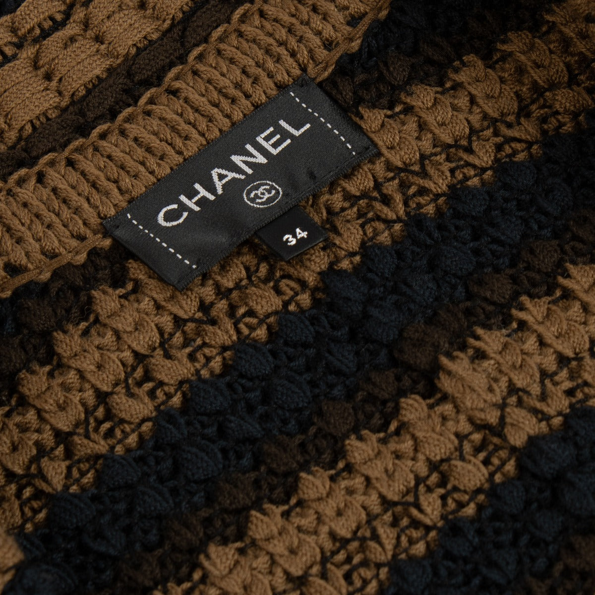 Chanel 20C Brown/Black Striped Jacket - Size FR34