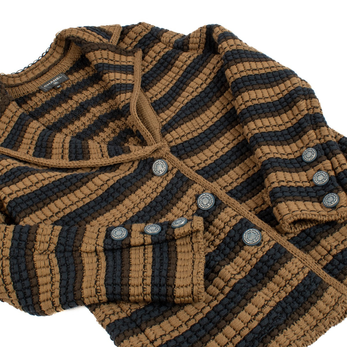 Chanel 20C Brown/Black Striped Jacket - Size FR34