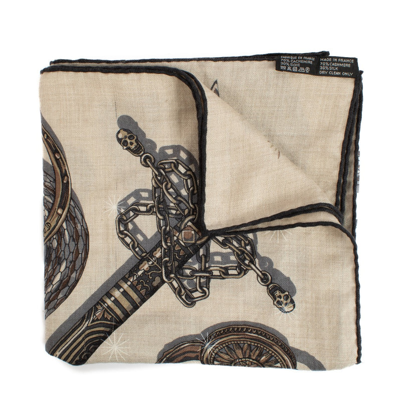 Hermès Blue Caducée Rock Cashmere/Silk 100 Scarf