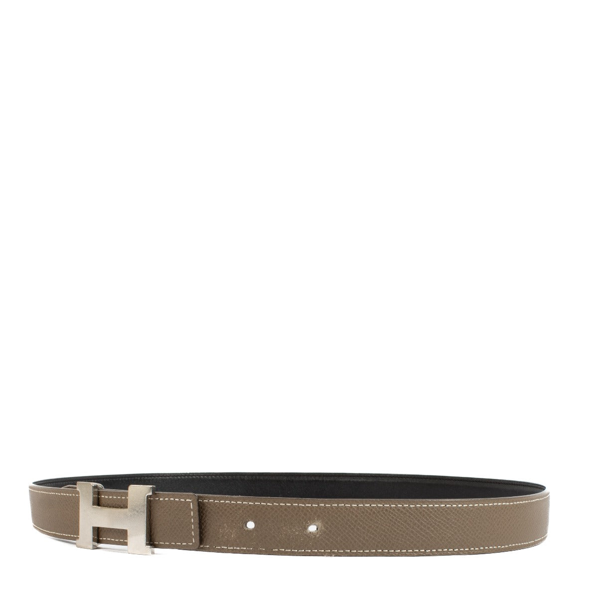 Hermès Etoupe/Black Epsom/Swift Reversible Mini Constance Belt - Size 85