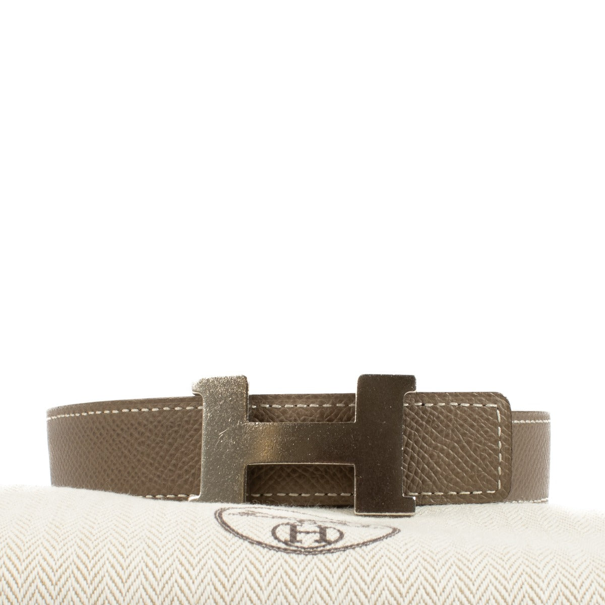 Hermès Etoupe/Black Epsom/Swift Reversible Mini Constance Belt