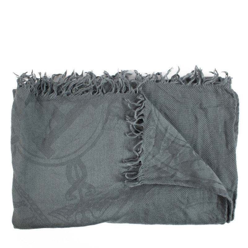 Hermès Grey New Libris Stole Scarf