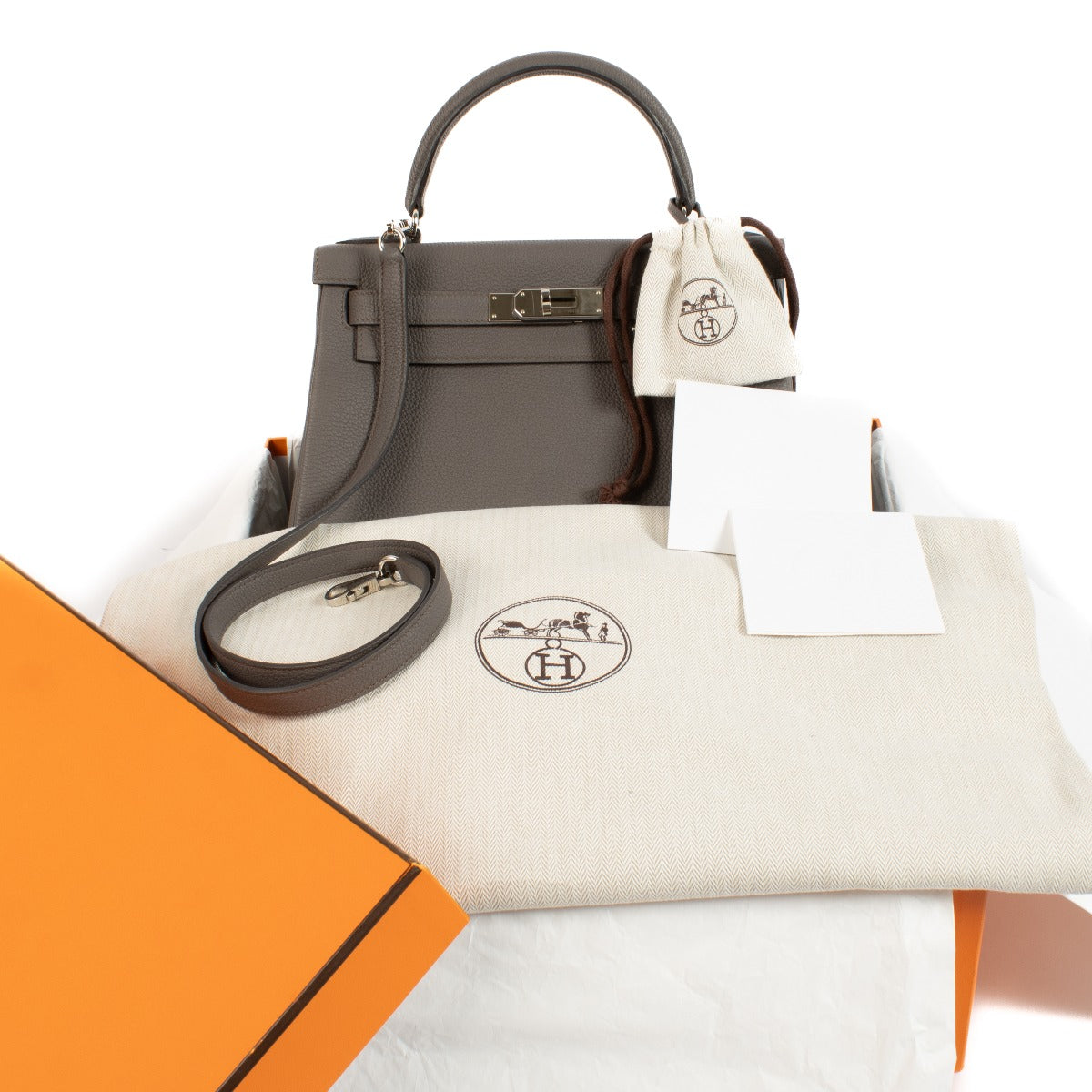 Hermès Kelly 28 Etain Togo PHW
