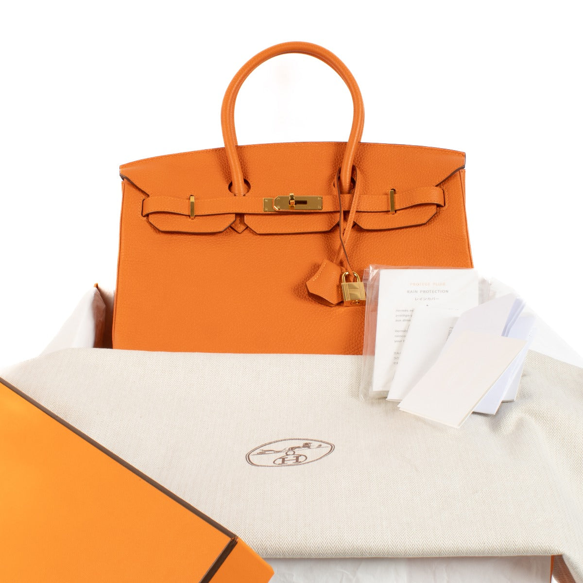 Hermès Birkin 35 Orange Togo C. A Coeur GHW