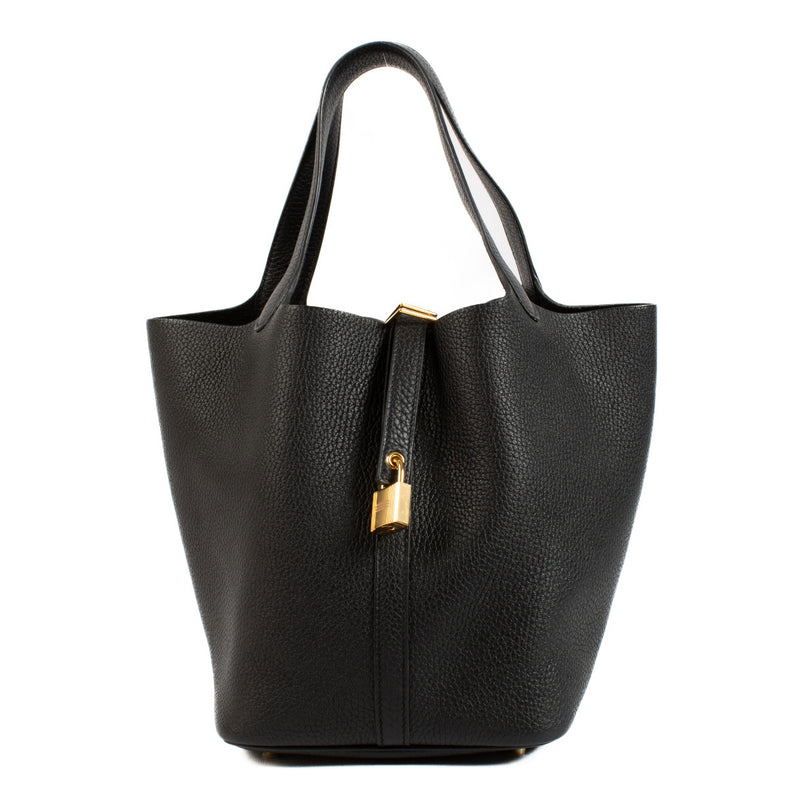 Hermès Picotin 22 Black Clemence GHW