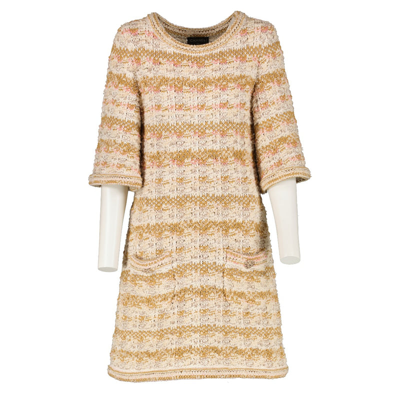 Chanel 15C Striped Tweed Sleeveless Dress