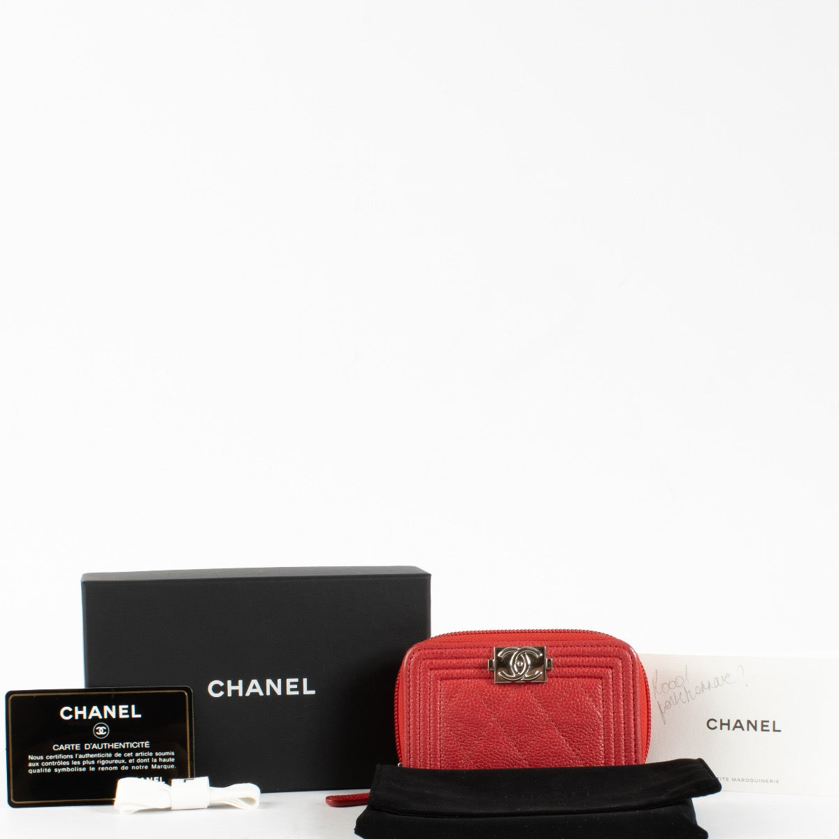 Authentic Second Hand Chanel Coral Caviar Boy Chanel Zipped Card Holder Wallet on Labellov.com