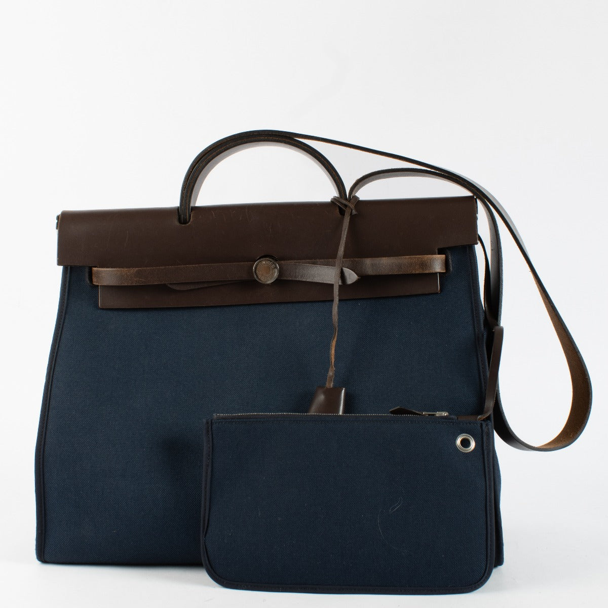 Hermès Herbag Zip 39 Bleu Marine/Ebene Toile Militaire/Hunter PHW