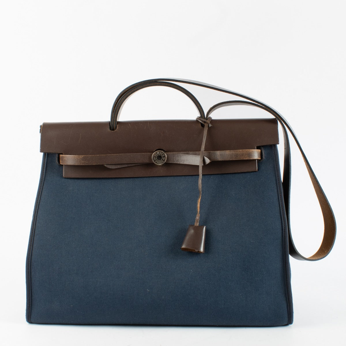 Hermès Herbag Zip 39 Bleu Marine/Ebene Toile Militaire/Hunter PHW