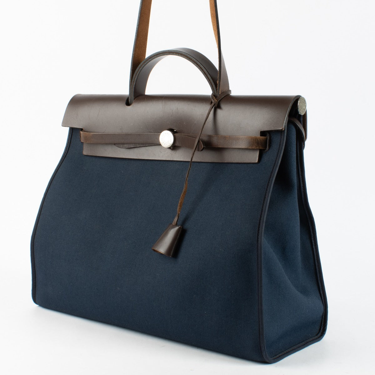 Hermès Herbag Zip 39 Bleu Marine/Ebene Toile Militaire/Hunter PHW