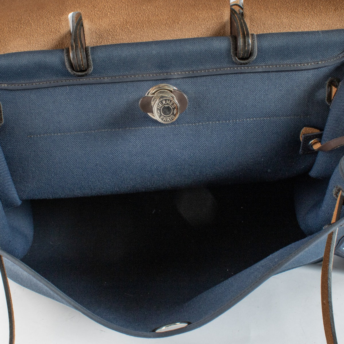 Hermès Herbag Zip 39 Bleu Marine/Ebene Toile Militaire/Hunter PHW
