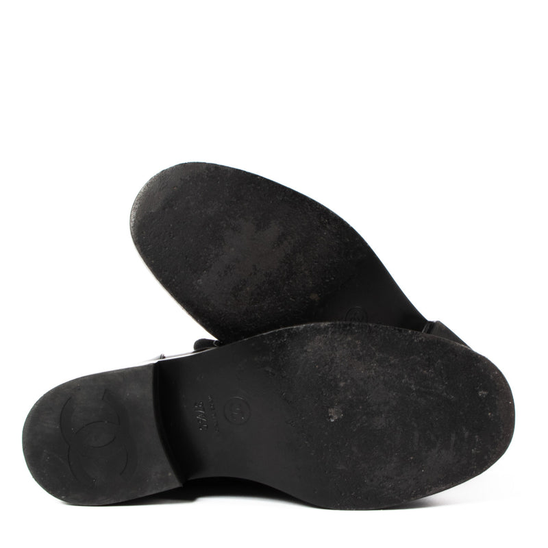 Chanel Black Leather Boots - size 37.5
