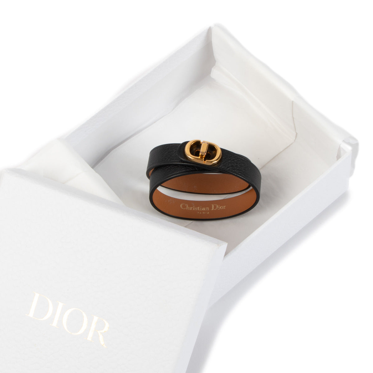 Christian Dior Black Leather Double-Tour Bracelet for the best price available at Labellov