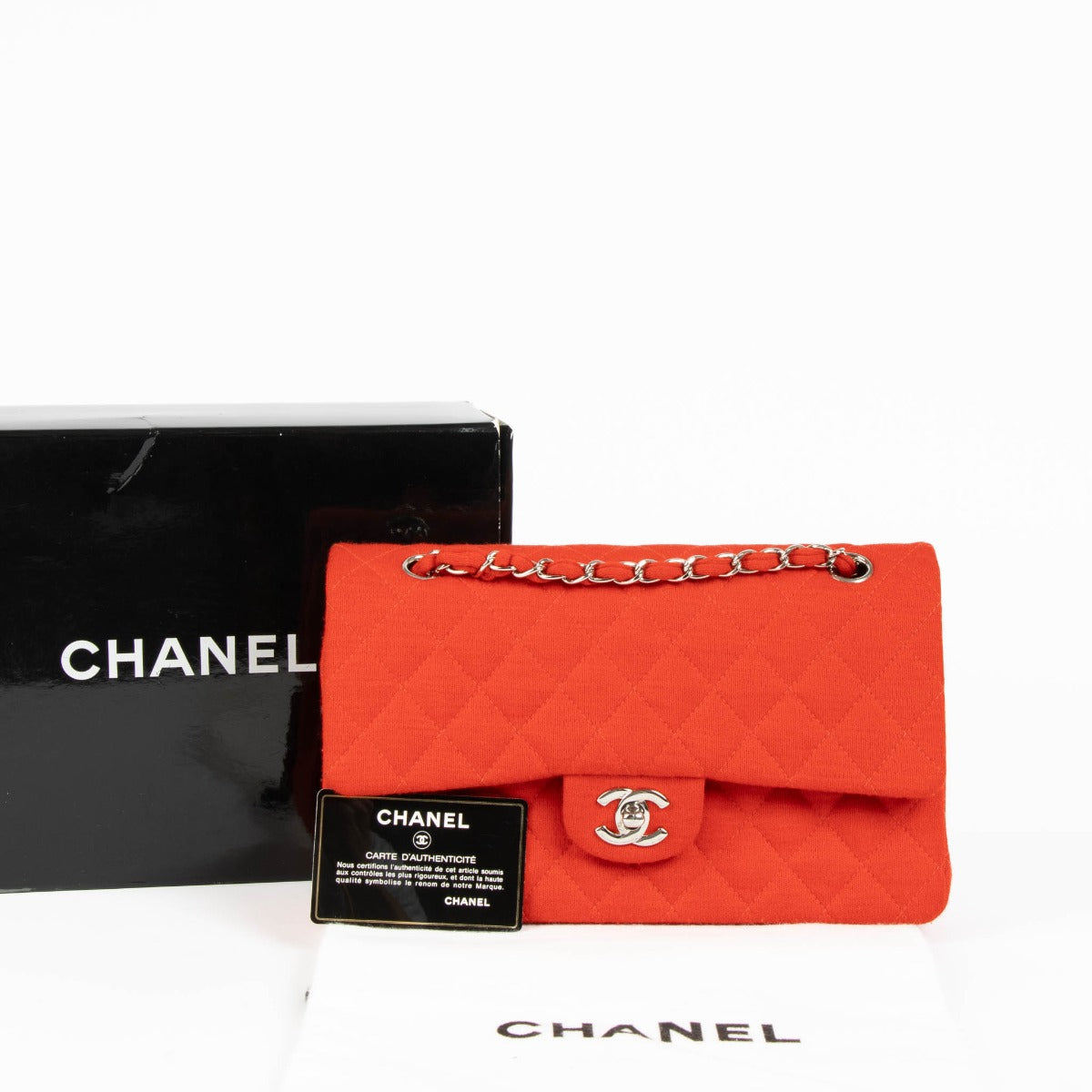 Chanel Rode Jersey Medium Classic Flap Bag