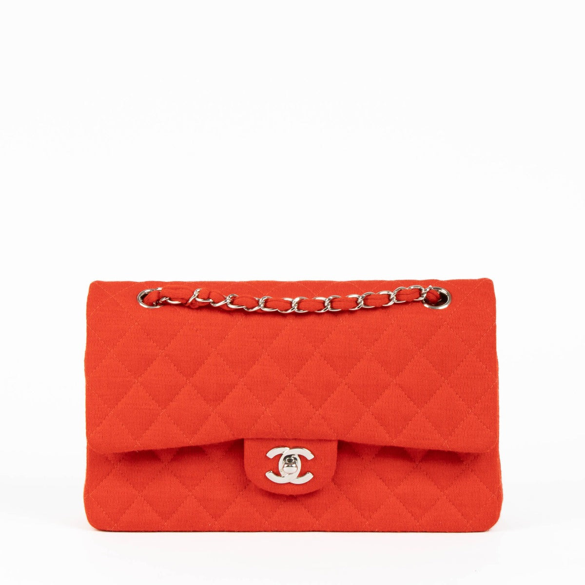 Chanel Rode Jersey Medium Classic Flap Bag