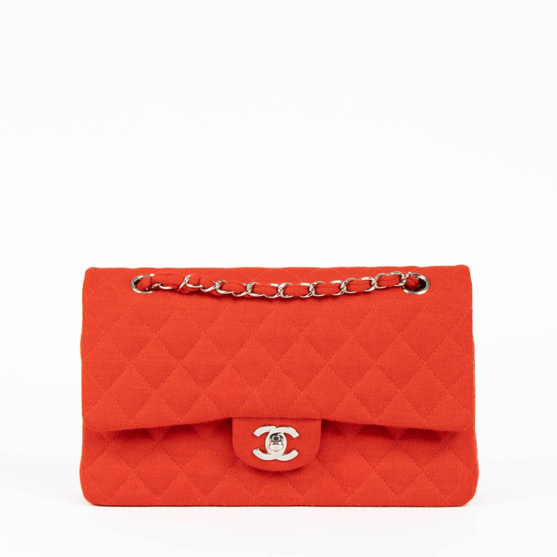 Chanel Red Jersey Medium Classic Flap Bag