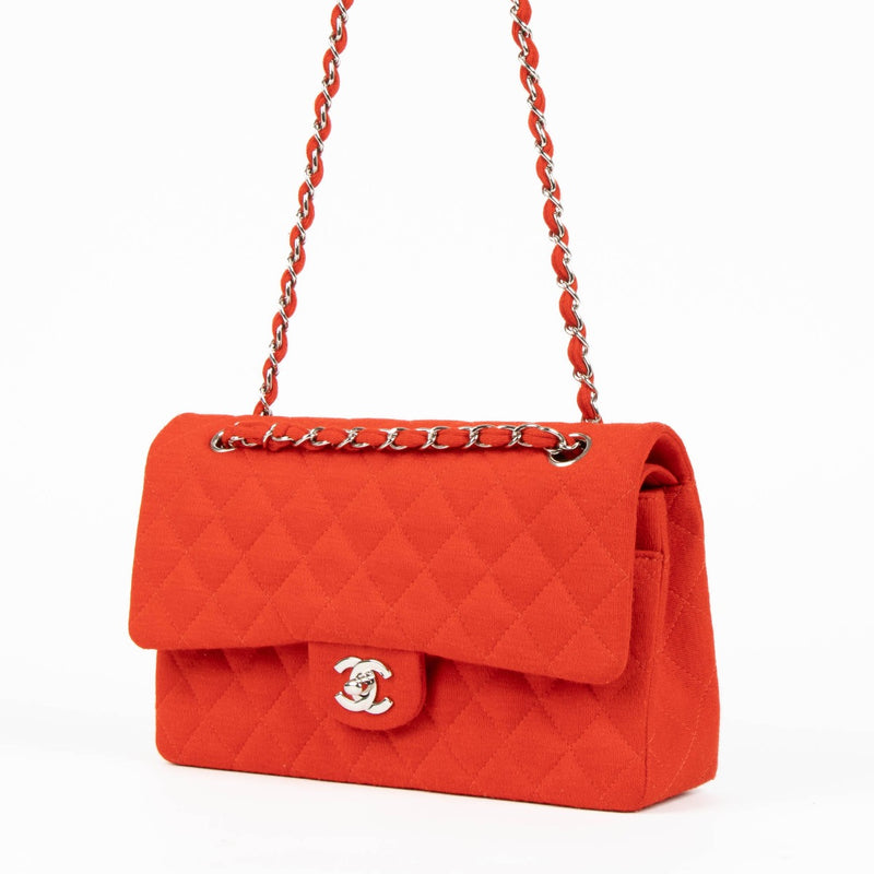 Chanel Red Jersey Medium Classic Flap Bag