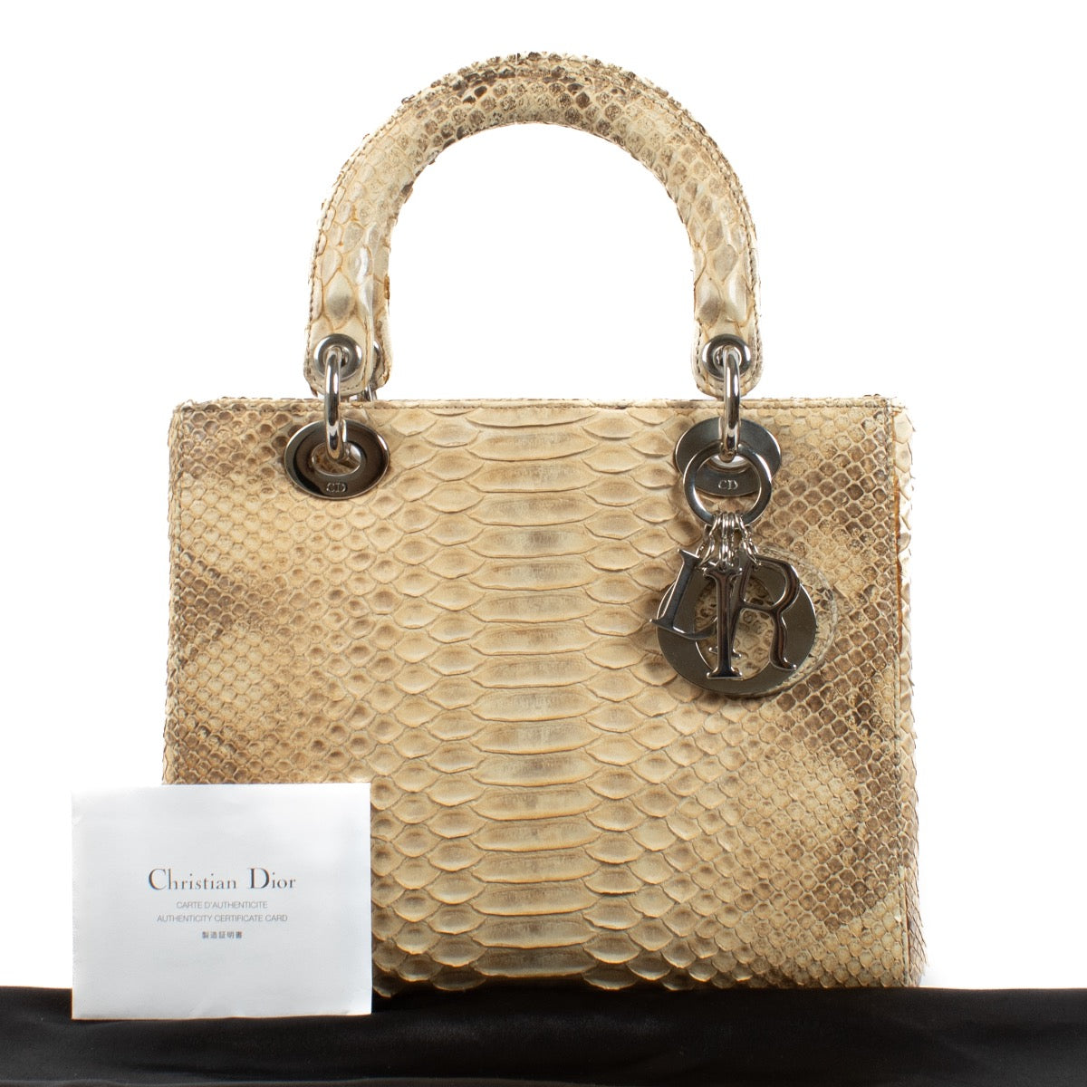 shop 100% authentic second hand Christian Dior Beige Python Medium Lady Dior Bag on Labellov.com