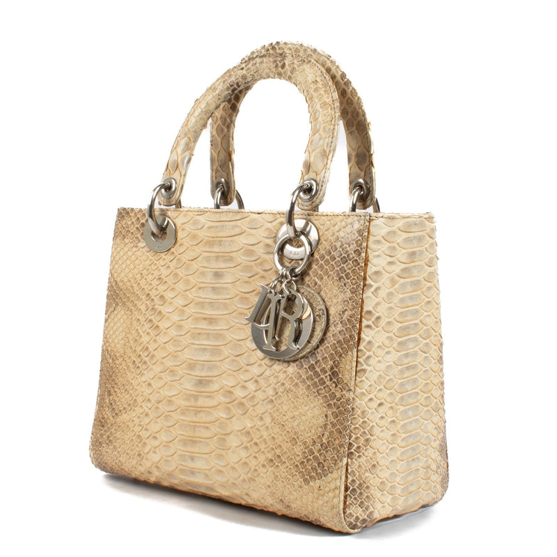 shop 100% authentic second hand Christian Dior Beige Python Medium Lady Dior Bag on Labellov.com