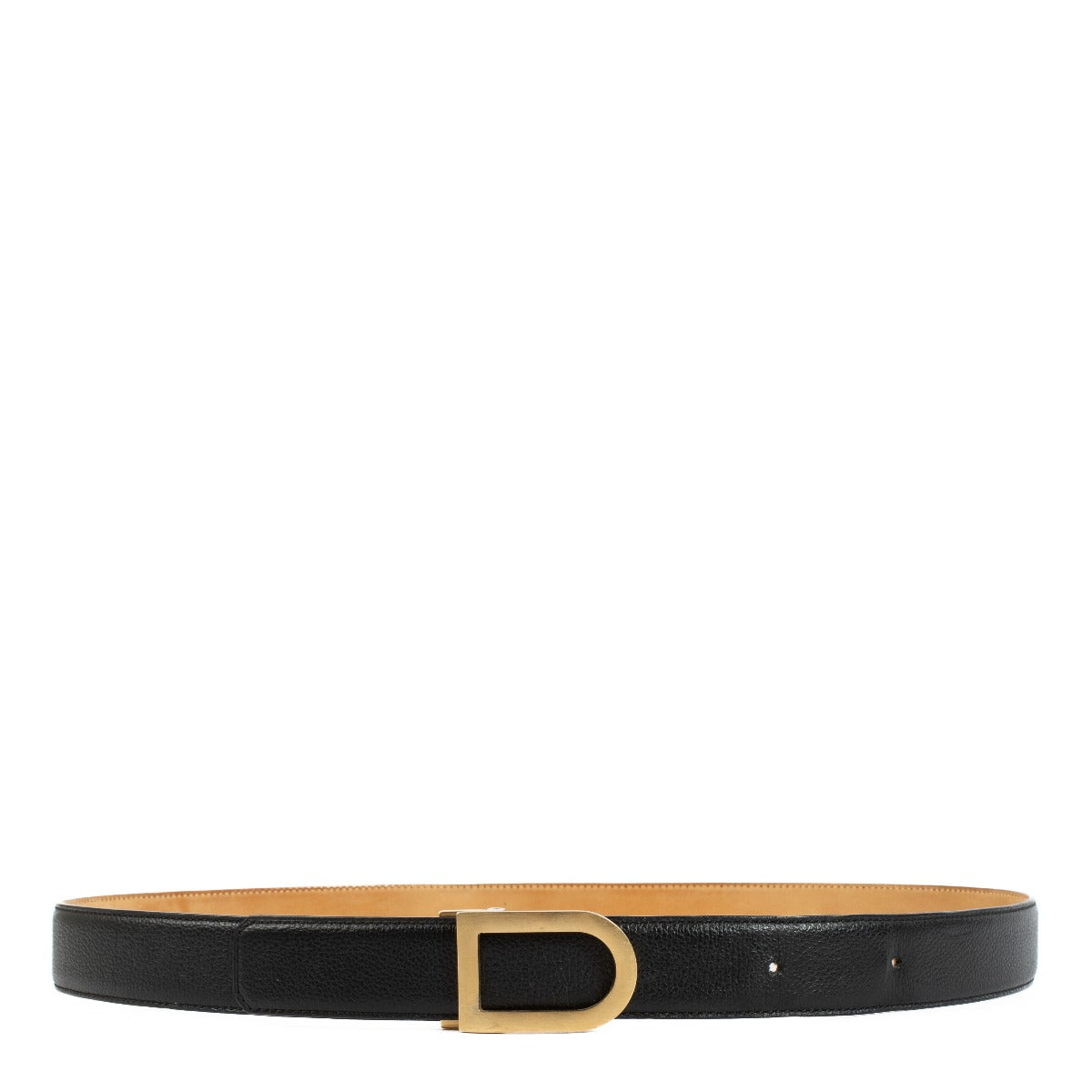 Delvaux Black Leather D Buckle Belt