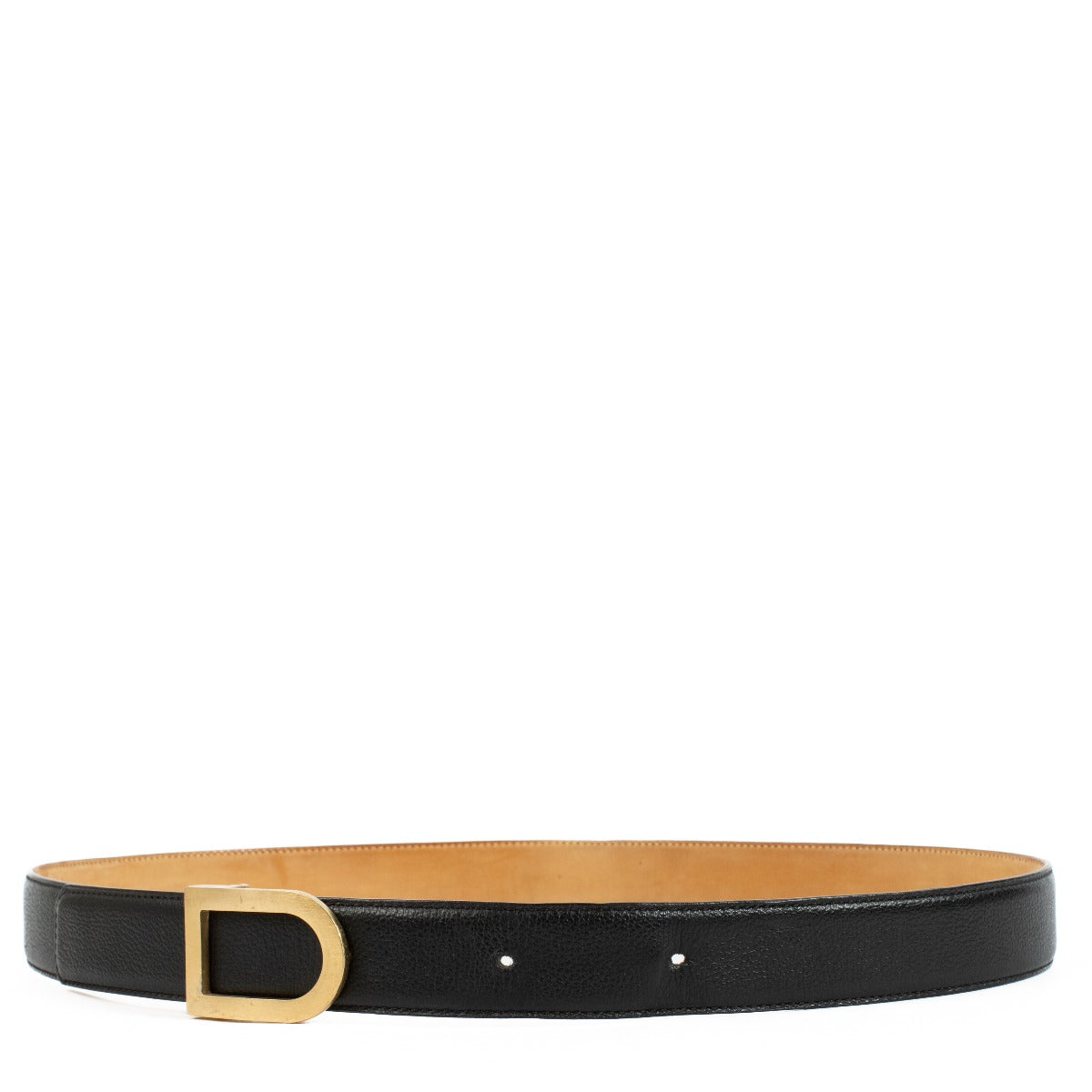 Ceinture Delvaux en cuir noir à boucle D - Taille 85