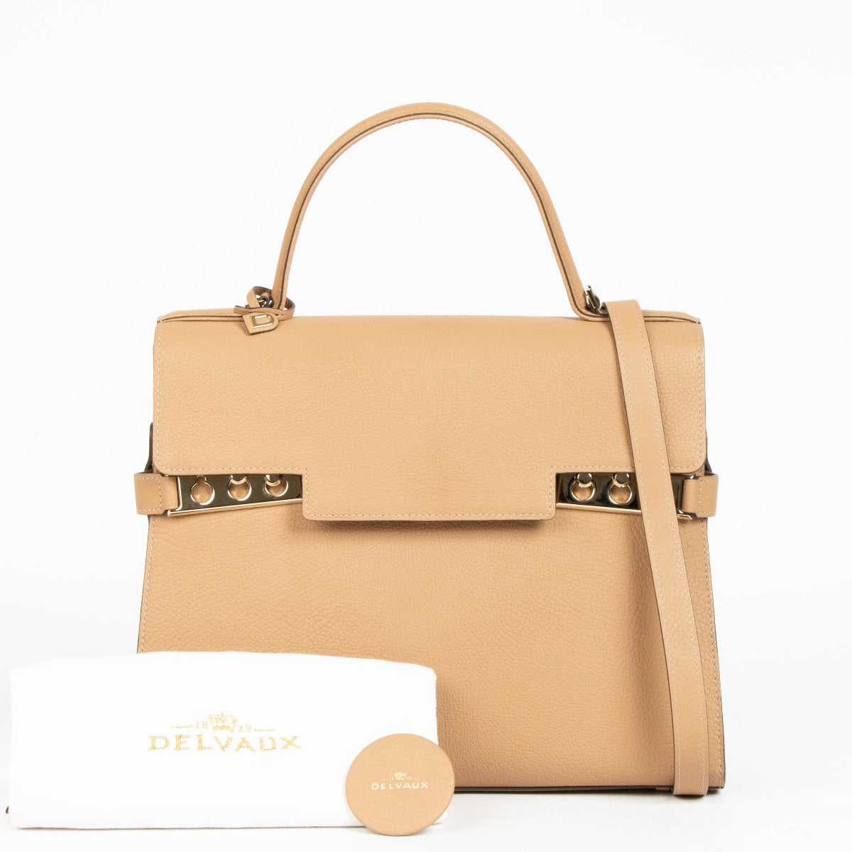 Delvaux Tempête GM en Cuir de Veau Crispy Beige