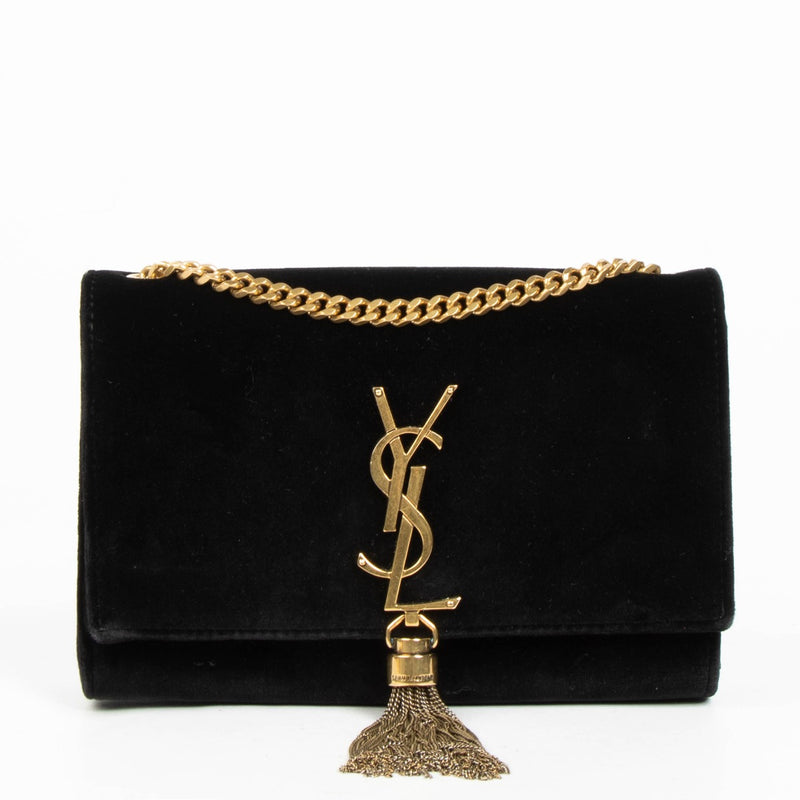 Shop 100% authentic second hand Saint Laurent Black Velvet Kate Tassel Bag on Labellov.com.