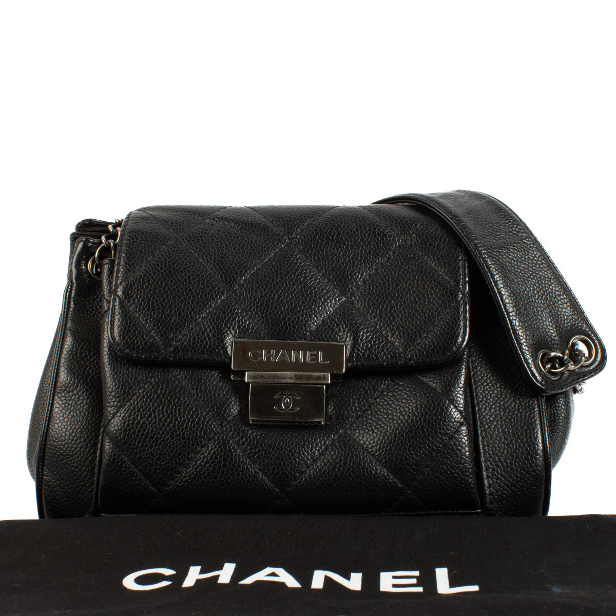 Chanel Black Accordion Flap Shoulder Bag