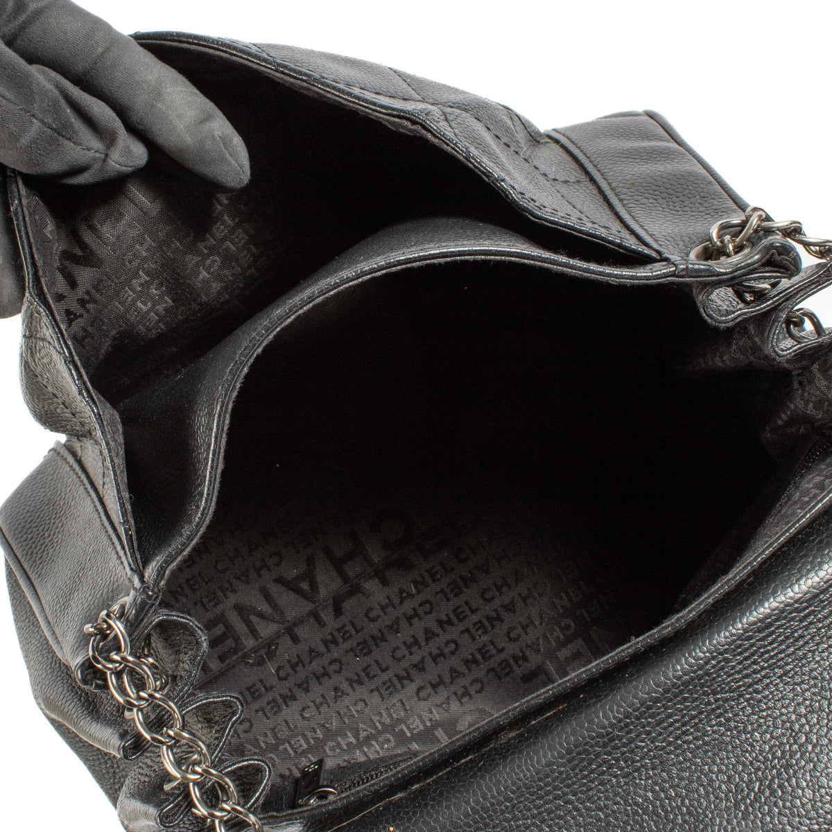 Chanel Black Accordion Flap Shoulder Bag