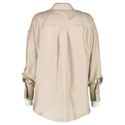 Brunello Cucinelli Beige Silk Satin Embellished Shirt