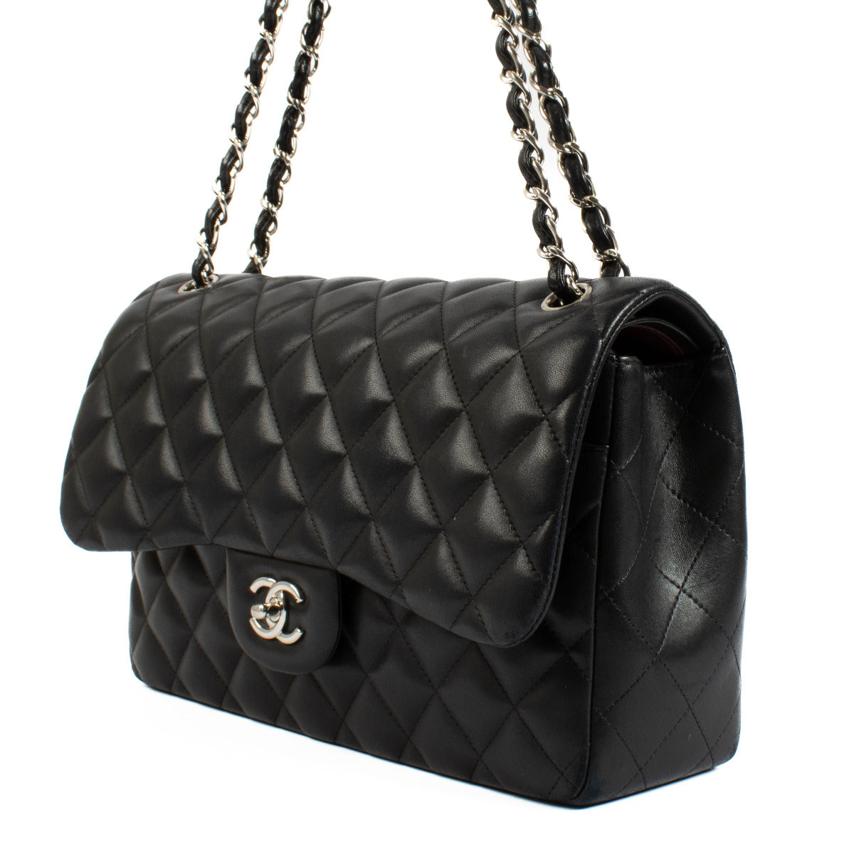 Chanel Black Large Lambskin Classic Flap Bag pour le meilleur prix chez Labellov à Anvers Belgique