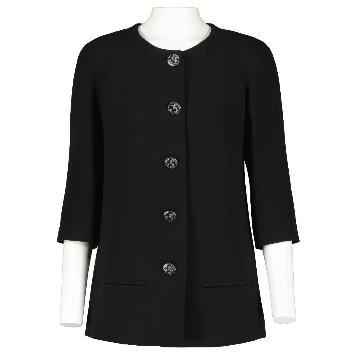 Chanel 15S Zwart Jasje met Knoopsluiting - maat 36