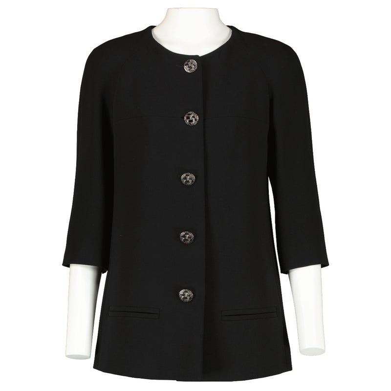 Chanel 15S Black Button Up Jacket - size 36