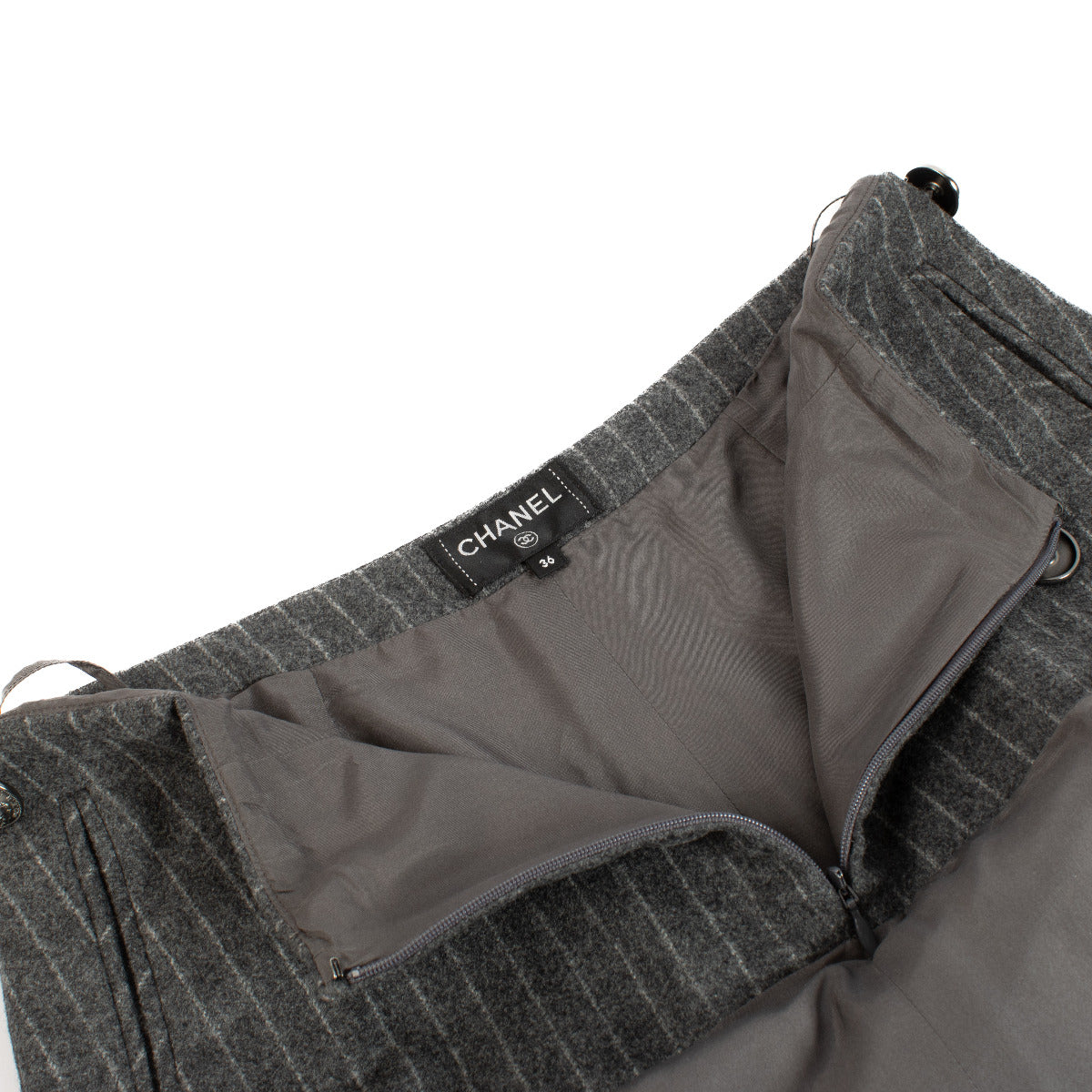 Chanel Grey Pinstripe Pants - size 36