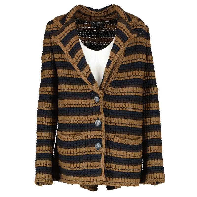 Chanel 20C Brown/Black Striped Jacket