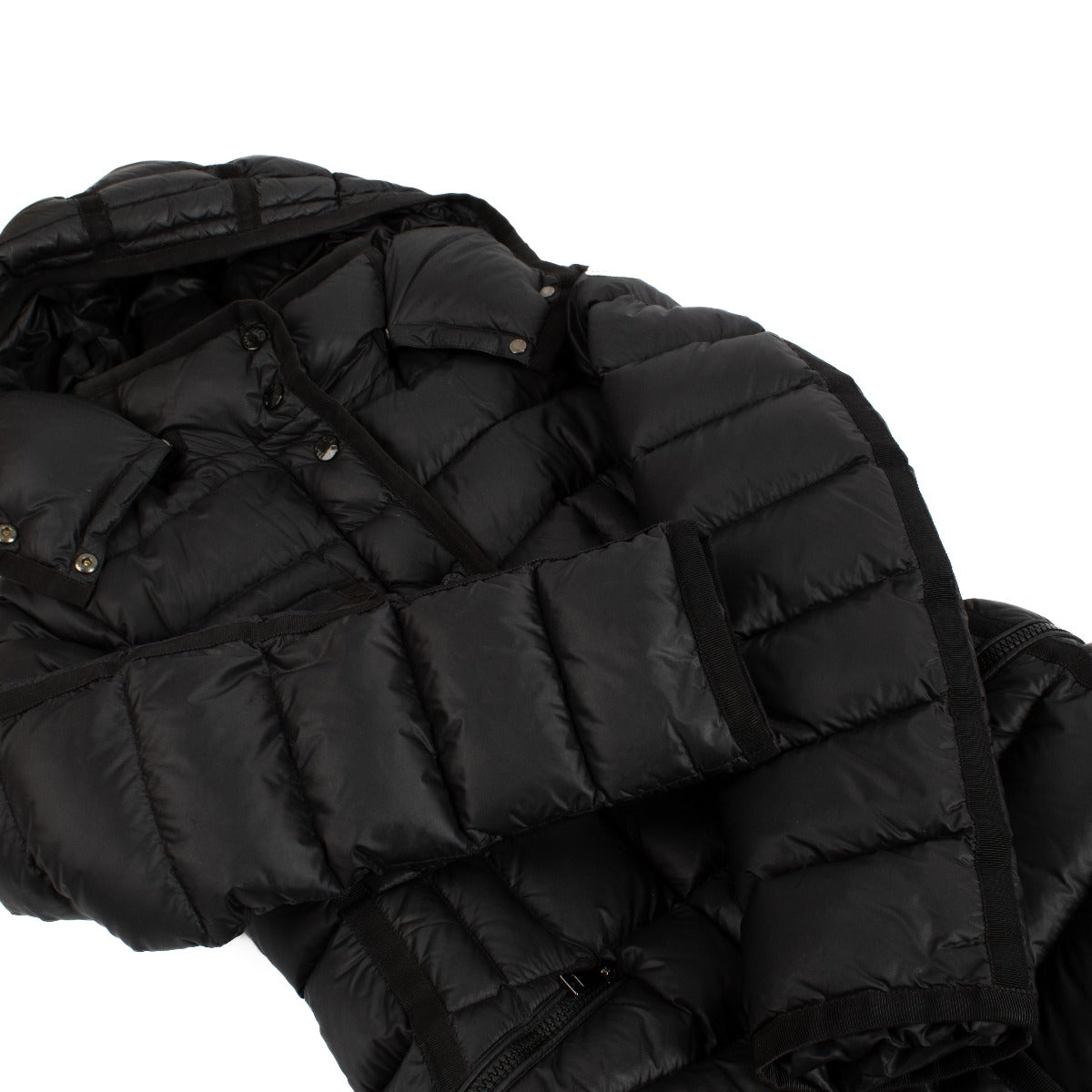 Moncler Black Hermine Hooded Long Down Jacket - Size 1