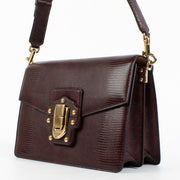 Authentic Preloved Dolce & Gabbana Burgundy Lizard Embossed Leather Lucia Shoulder Bag on Labellov.com