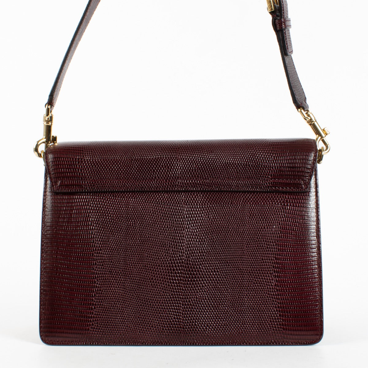 Authentic Preloved Dolce & Gabbana Burgundy Lizard Embossed Leather Lucia Shoulder Bag on Labellov.com