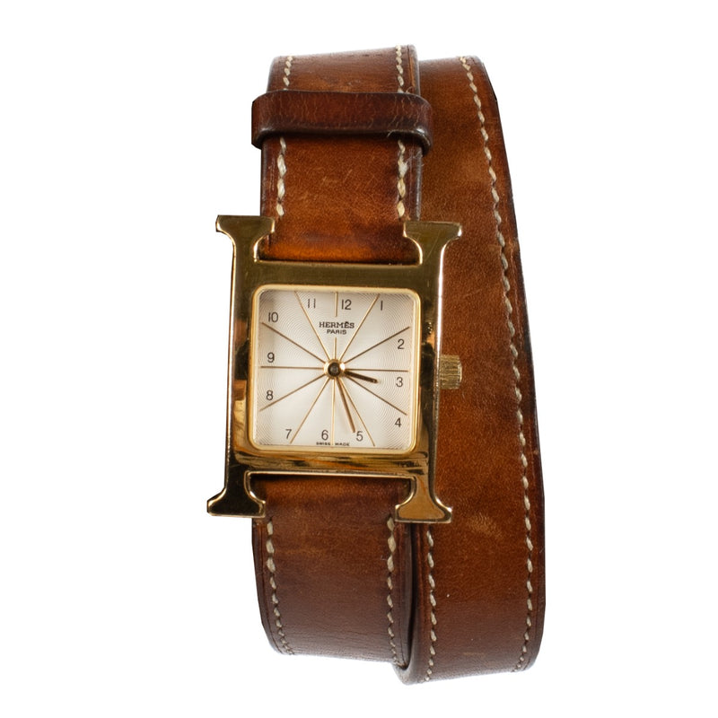 authentic second hand Hermès Gold Heure H Watch on Labellov.com