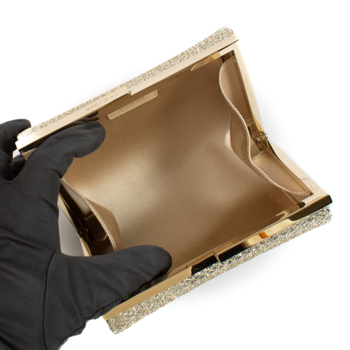 Pochette chatoyante dorée Jimmy Choo