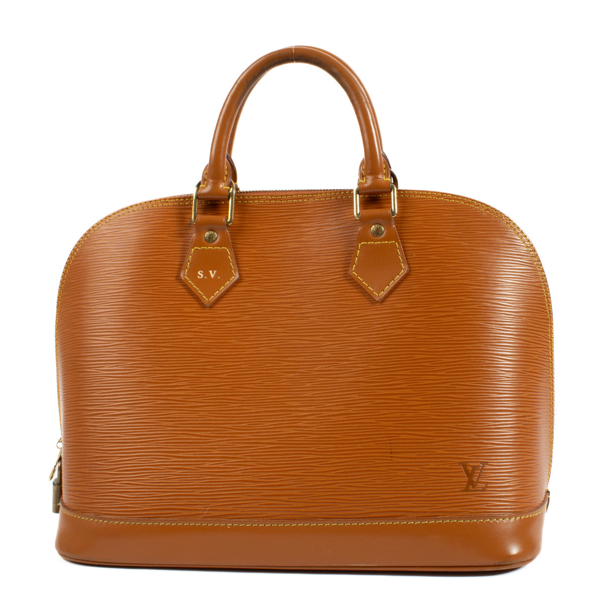 Louis Vuitton Camel Epi Leather Alma Bag aan de beste prijs bij Labellov tweedehands luxe in Antwerpen en Knokke.