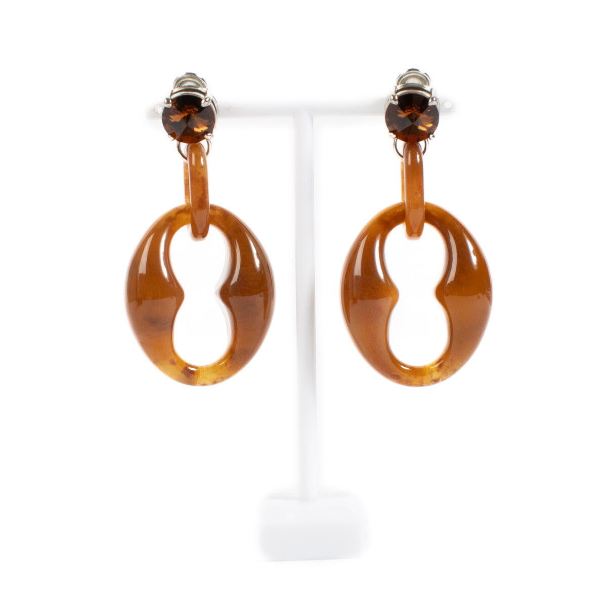 Boucles d'oreilles Prada en acétate marron
