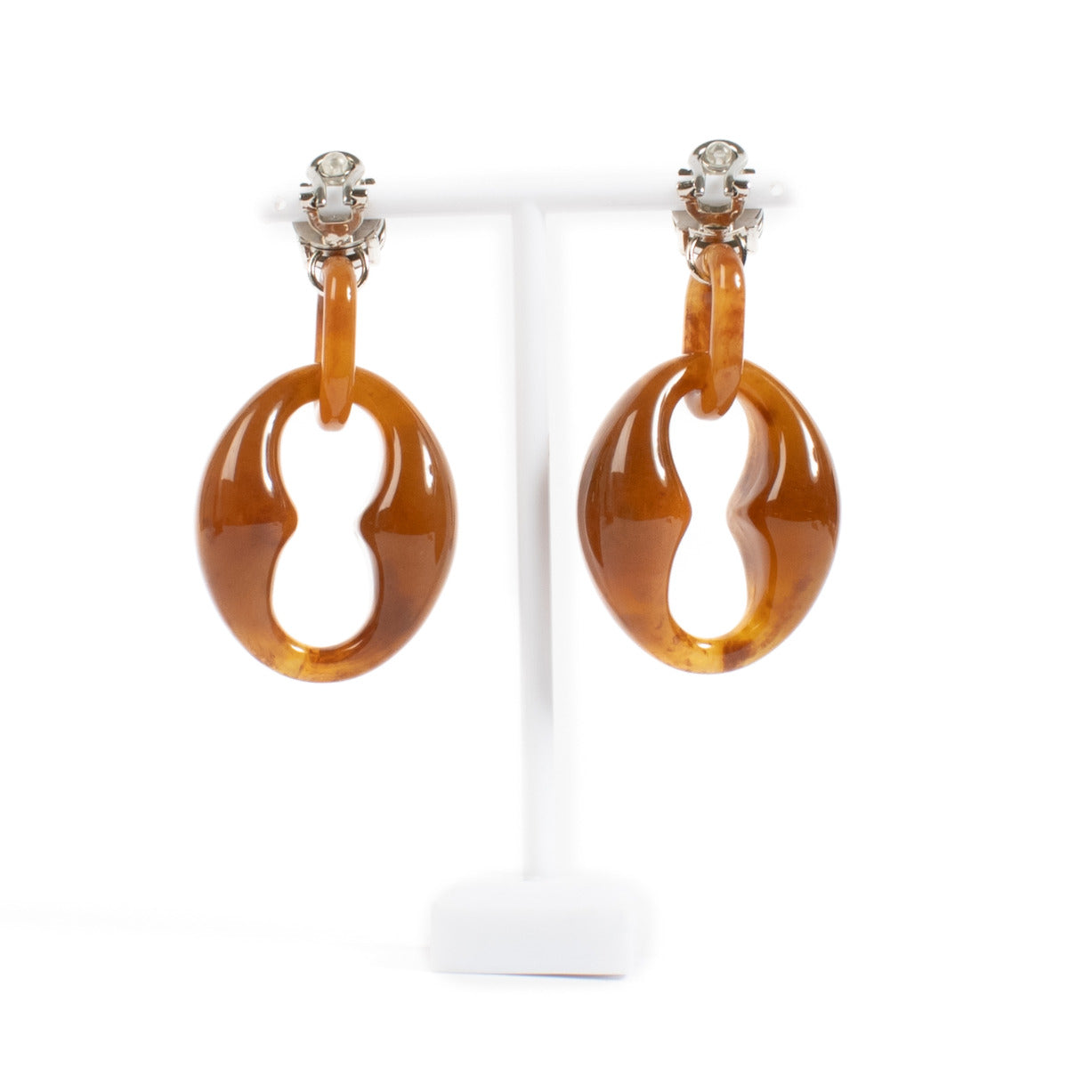 Boucles d'oreilles Prada en acétate marron