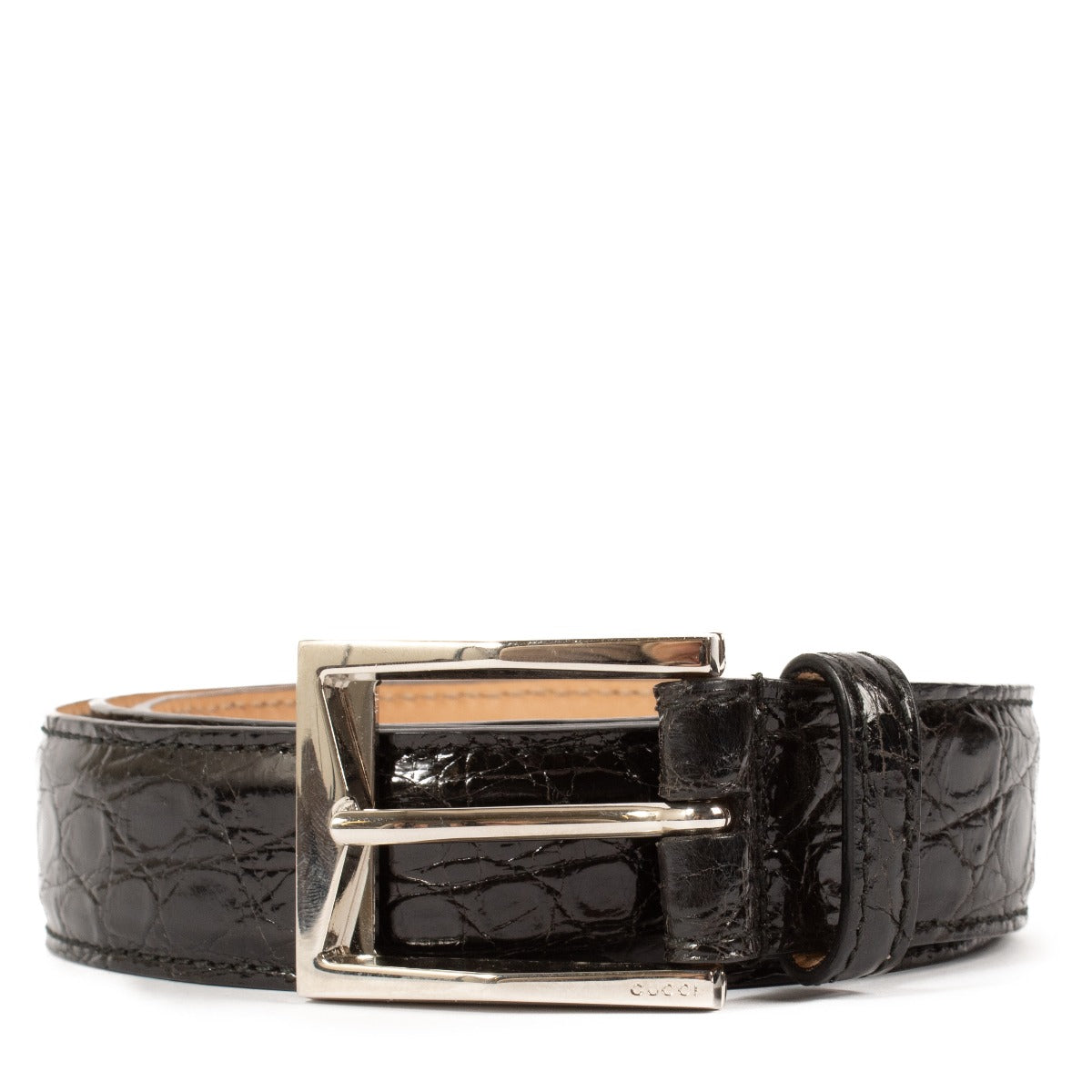 Ceinture Gucci en alligator verni noir - Taille 95