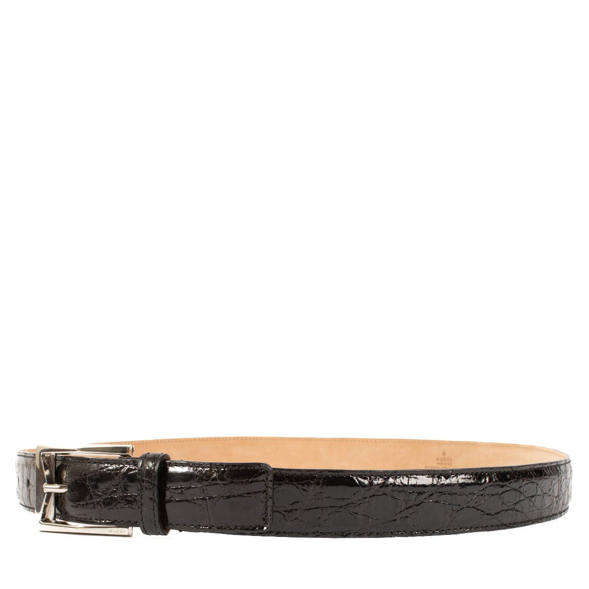 Ceinture Gucci en alligator verni noir - Taille 95