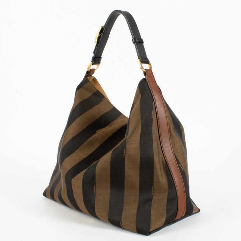 Authentic Preloved Fendi Brown Pequin Striped Shoulder bag on labellov.com