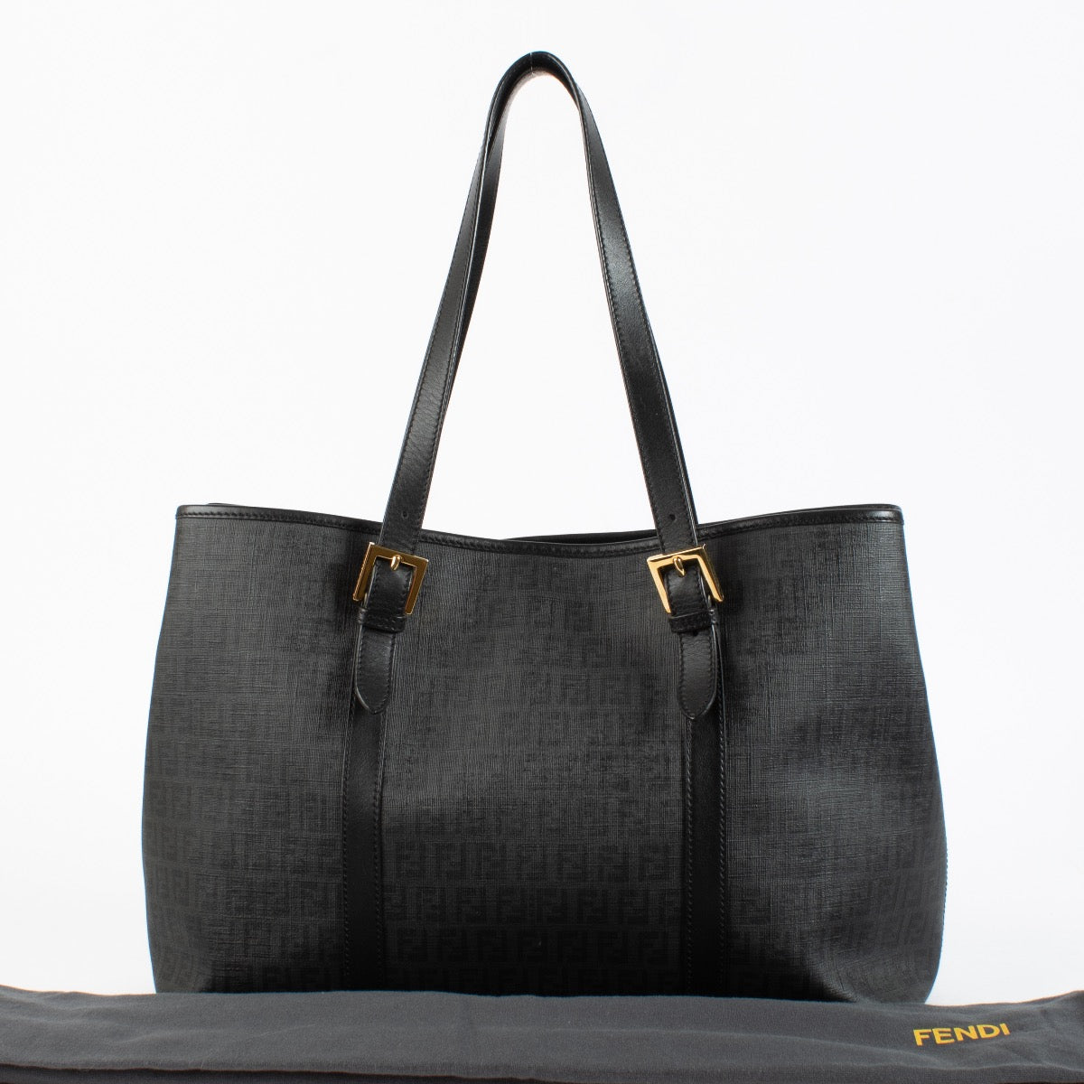 Authentic Preloved Fendi Black Zucchino Monogram Shoulder bag on labellov.com