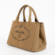 Authentic Preloved Prada Beige Canvas Tote Bag on Labellov.com