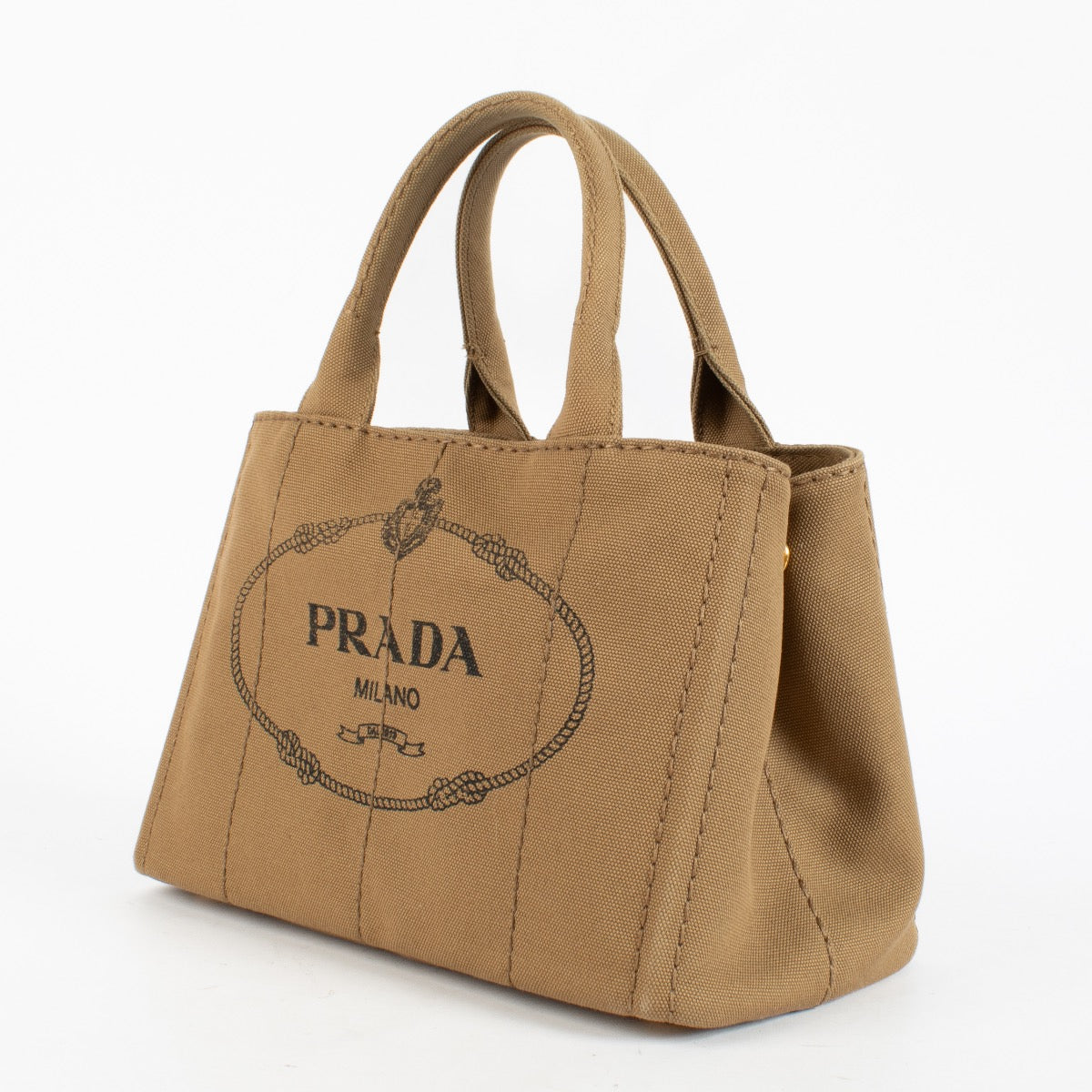 Authentic Preloved Prada Beige Canvas Tote Bag on Labellov.com